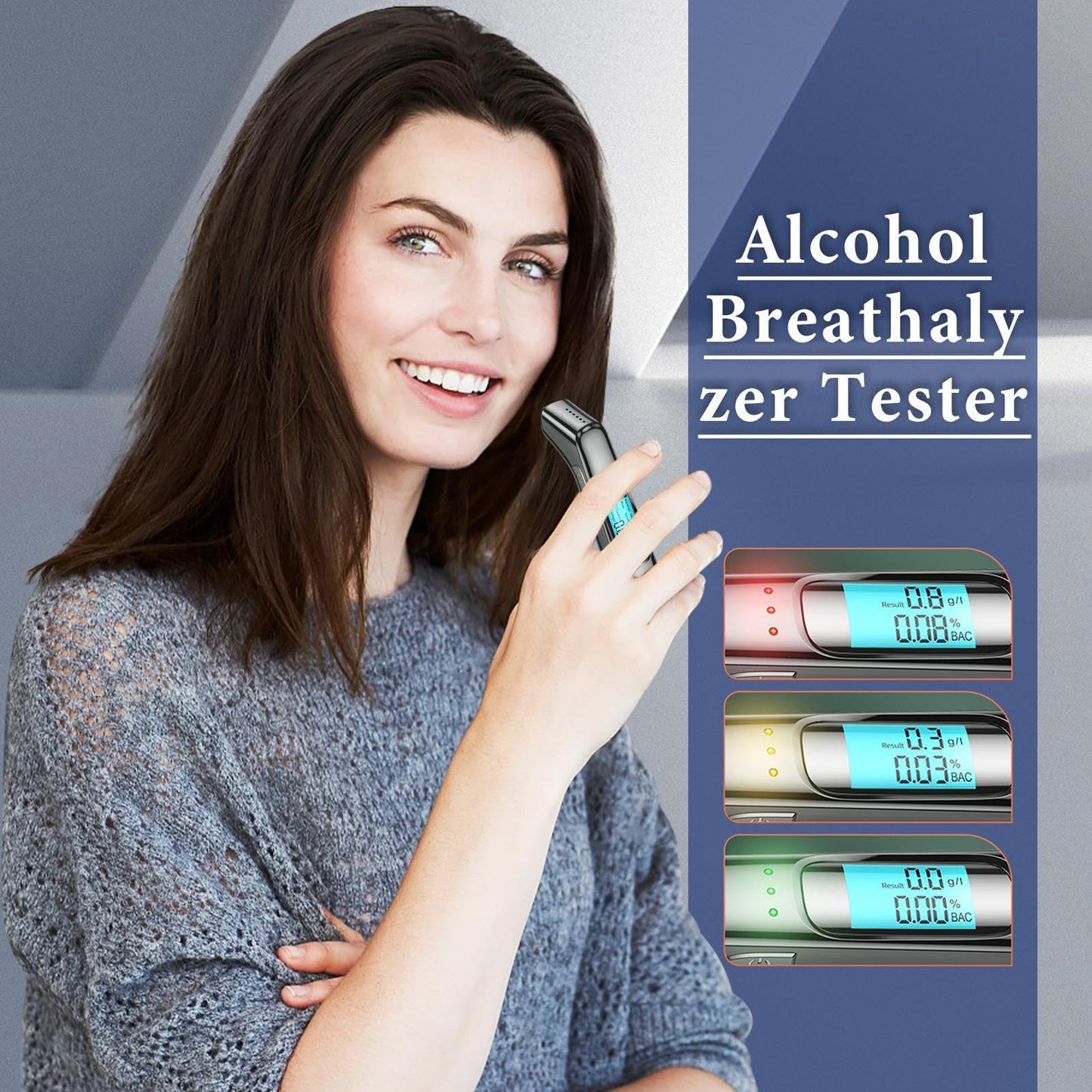 SPBTAR Breathalyzer, Non-Contact Professional Alcohol Tester with LCD Digital Display & 3-Color Warning System, High-Precision Portable Breath Alcohol Detector for Personal, Home and Party Use