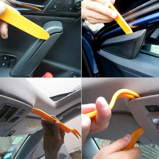SPBTAR 5Pcs Auto Trim Removal Tool Kit, No-Scratch Pry Tool Set for Car Panel Radio Dashboard Door Clip & Audio Stereo Installation, Non-Marring Nylon Tools (Orange)