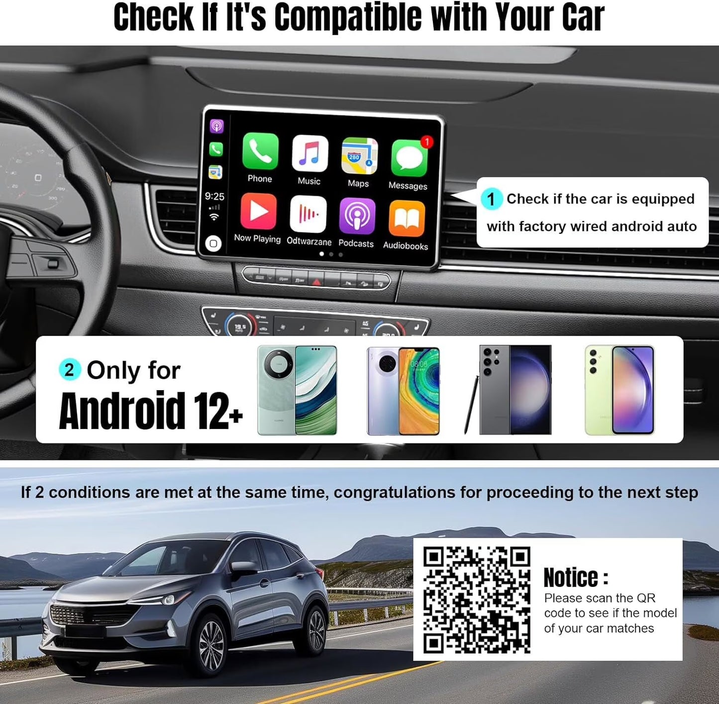 SPBTAR Wireless Carplay Adapter for Cars - Plug and Play USB A/C Dongle Converts Wired to Wireless Carplay, Compatible with Factory Wired Carplay Models (2016+), Android Auto, Aluminum Alloy