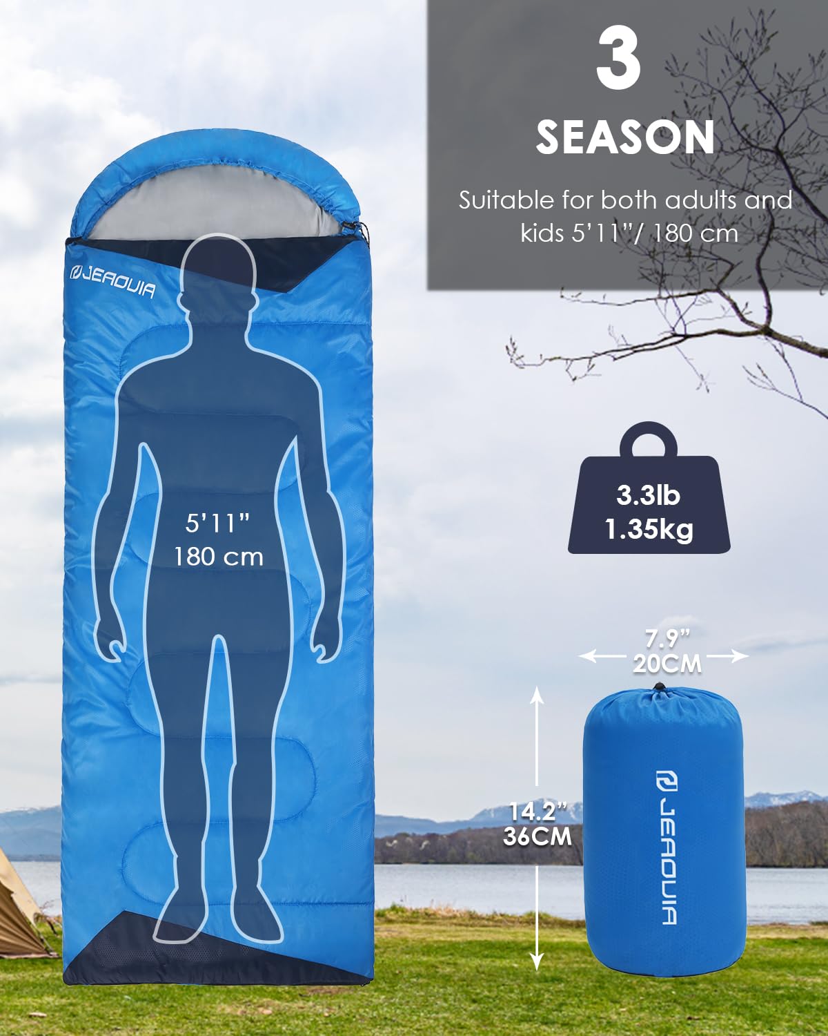 SPBTAR Sleeping Bag, Waterproof Portable Sleeping Bags for Adults with Compression Sack for All Season Camping, Hiking, Tent, Travel